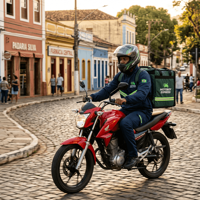 Motoboy de entregas em cidade do interior